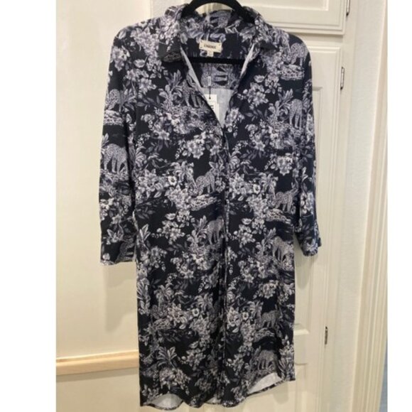 NWT L’AGENCE Black White Jungle Print Button Up Dress Sz Small Jaguar Leopard - Picture 7 of 11